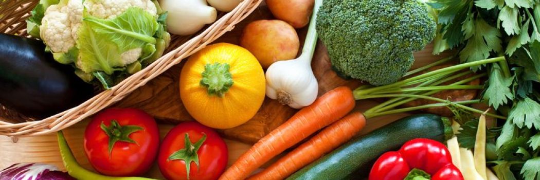 Close up of an array of colorful vegetables