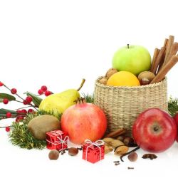 Festive fruits displayed for the holidays