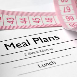 Tape measure in front of meal plan