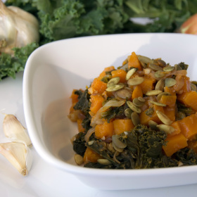 Braised kale and squash with pumpkin seeds 280x280